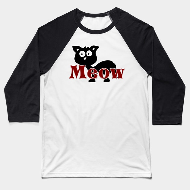 Meow Baseball T-Shirt by trubble